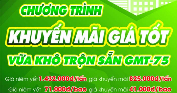 chương trình khuyến mãi vữa khô trộn sẵn gmt